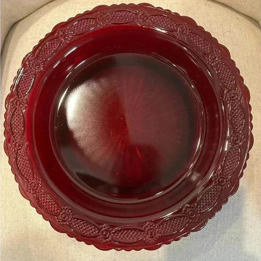 Vintage Avon Cape Cod Red Glass Pasta/Pie Dish EUC!